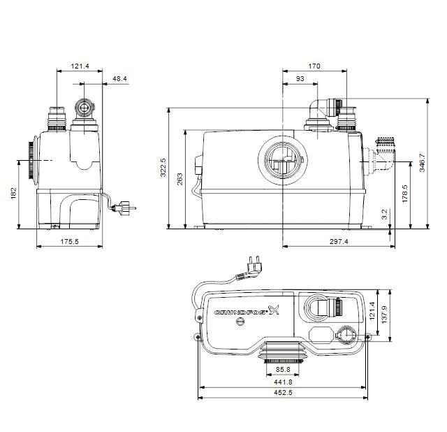 Grundfos Kleinhebeanlage Sololift2 WC-1, für Stand-WC und 1 Gerät 97775314 - Bild 2