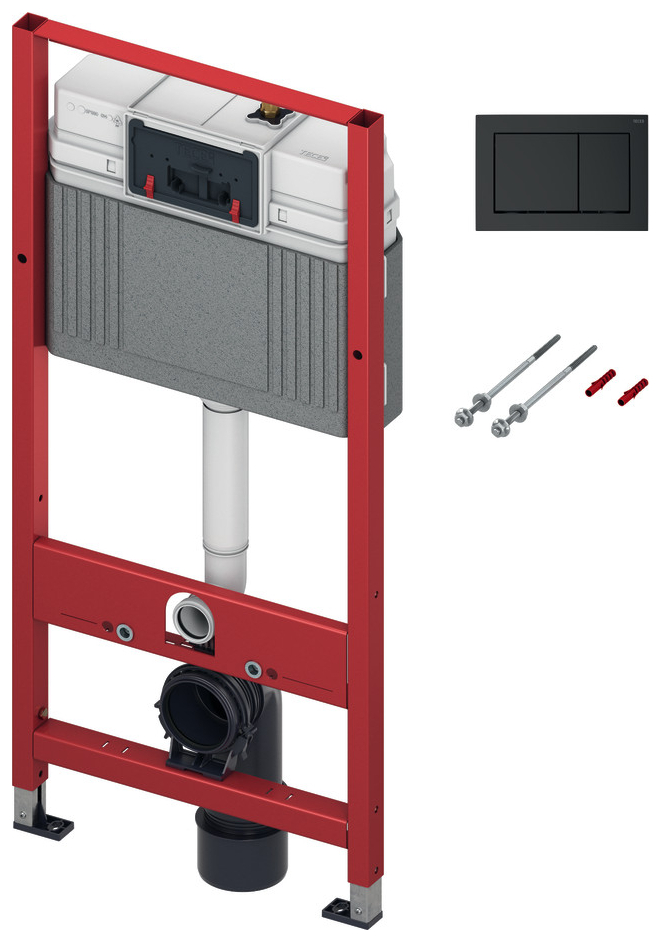 TECEbase Spülkasten Bauhöhe 1120mm mit Drückerplatte schwarz matt und Befestigungssatz 9400415 - Bild 1