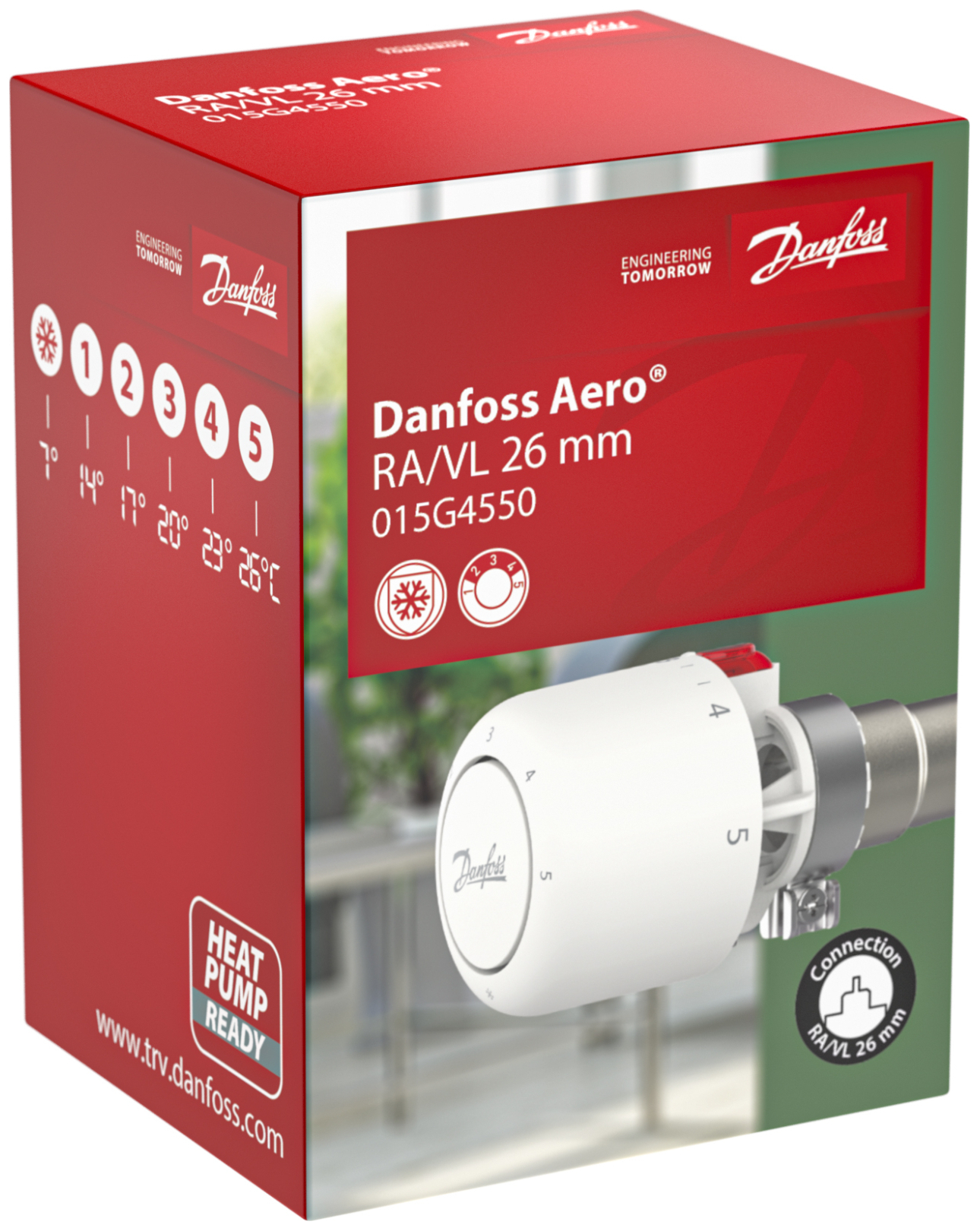 Danfoss Thermostatkopf Aero RA/VL, Gas, Fühler, 7-28°C, mit Frostschutzfunktion