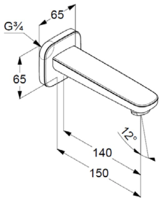 VIGOUR Wanneneinlauf derby V3 Auslauf 150mm G3/4 verchromt