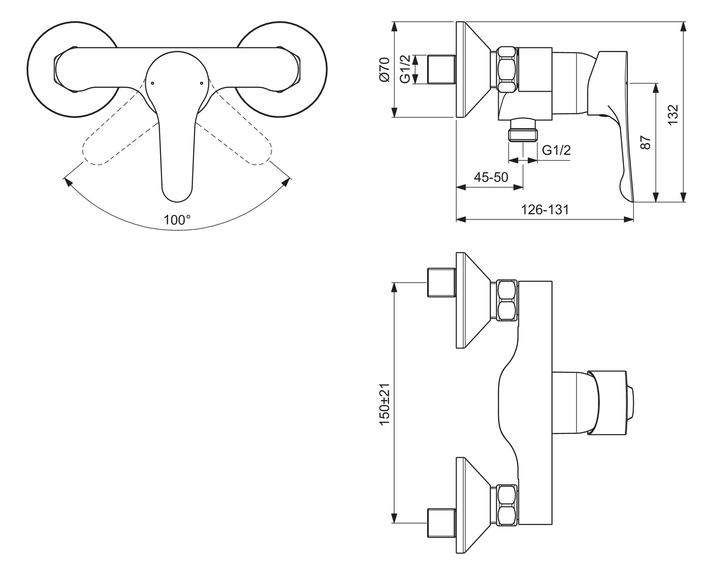 Ideal Standard Brausearmatur ALPHA chrom, ohne Brausegarnitur BC488AA - Bild 2