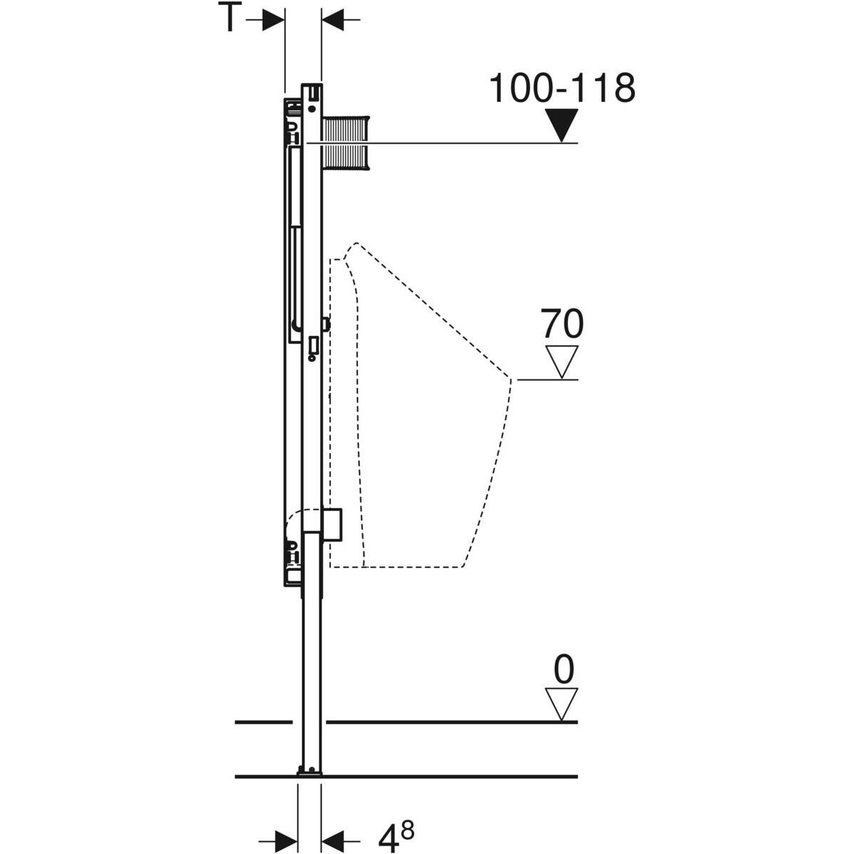 Geberit Duofix Element für Urinal, 112-130 cm, universell, für Sprühkopf 111.676.00.1 - Bild 3