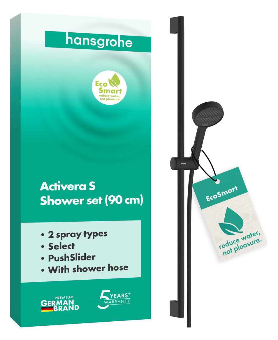 Hansgrohe Brauseset Activera Select S 95 2jet EcoSmart mit Brausestange Typ 95 matt schwarz