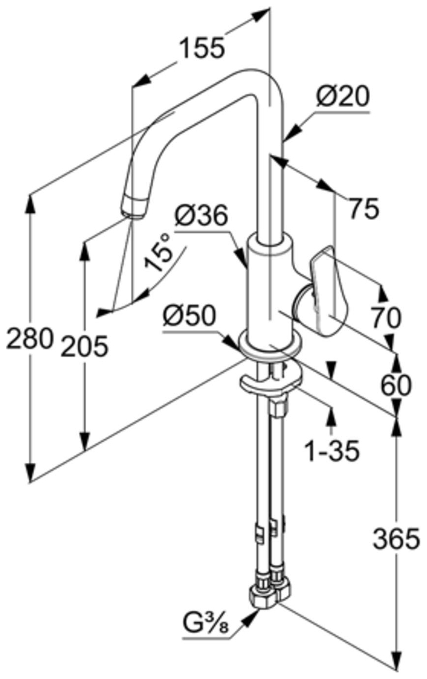 Kludi PURE&SOLID Waschtisch-Einhandmischer chrom ohne Ablaufgarnitur 340240575 - Bild 2