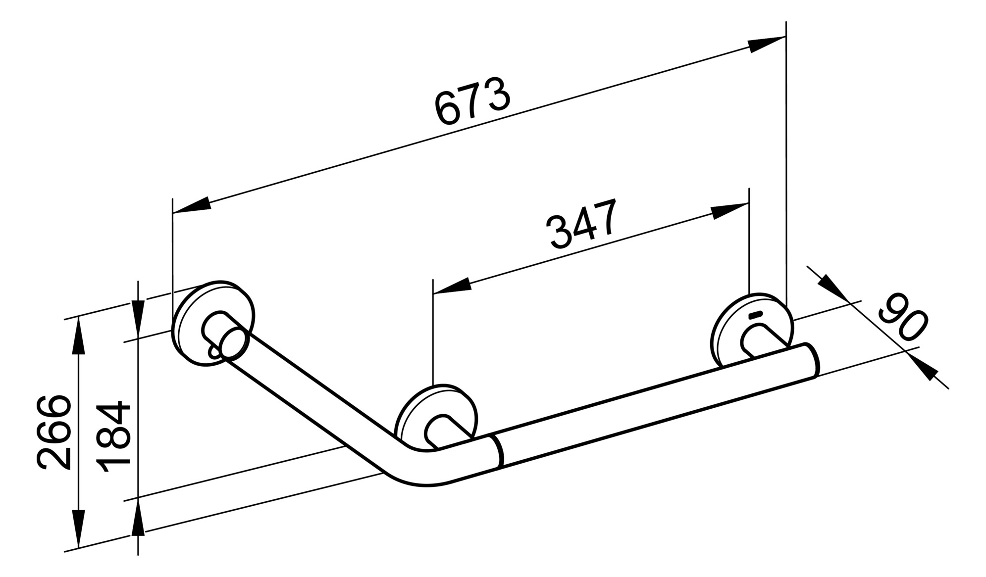 Keuco Winkelgriff Plan Care 135 Grad links verchromt 34907010402 - Bild 2