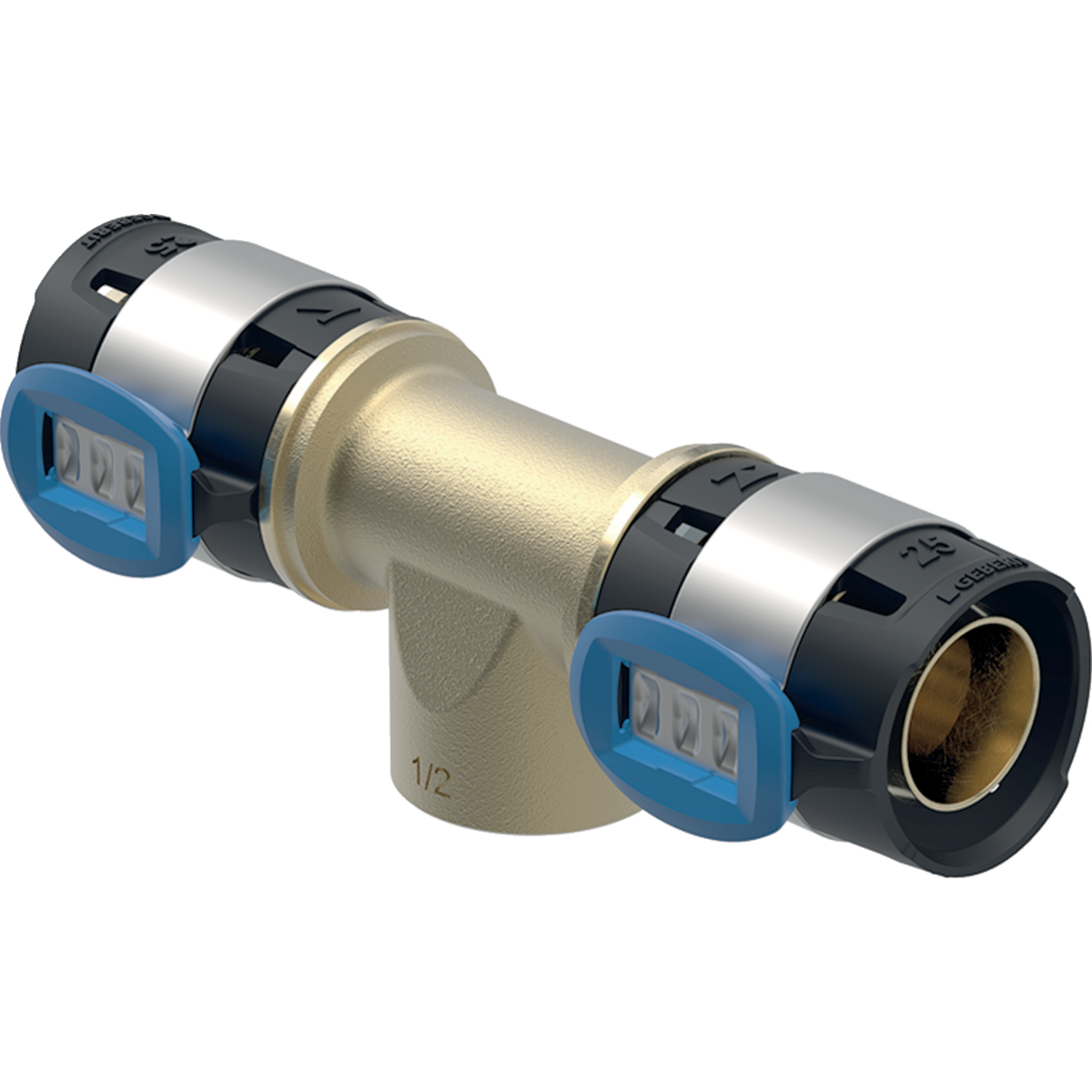 Geberit FlowFit T-Stück mit Innengewinde d=16mm (Rp 1/2) d1=16mm Rotguss+ 620.150.00.1 - Bild 1