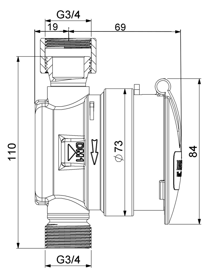 Deltamess Zapfhahnwasserzähler TKS T90 kalt/warm smart M Q3 2,5 cbm 3/4''AGx110mm (Eichjahr 2025) - Bild 6