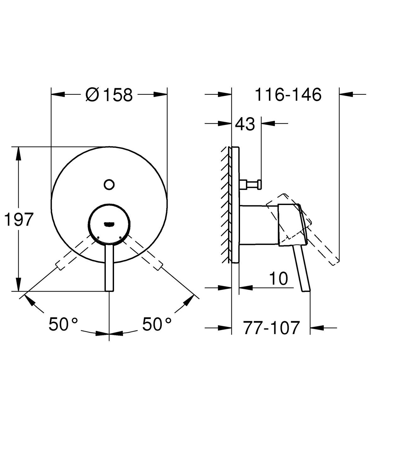 Grohe Wannenbatterie Concetto Fertigmontageset verchromt 24054001 für Rapido SmartBox - Bild 2