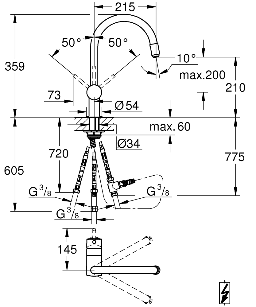 GROHE Minta Einhand-Spültischbatterie Niederdruck herausziehbare Laminarbrause 32511000 - Bild 2