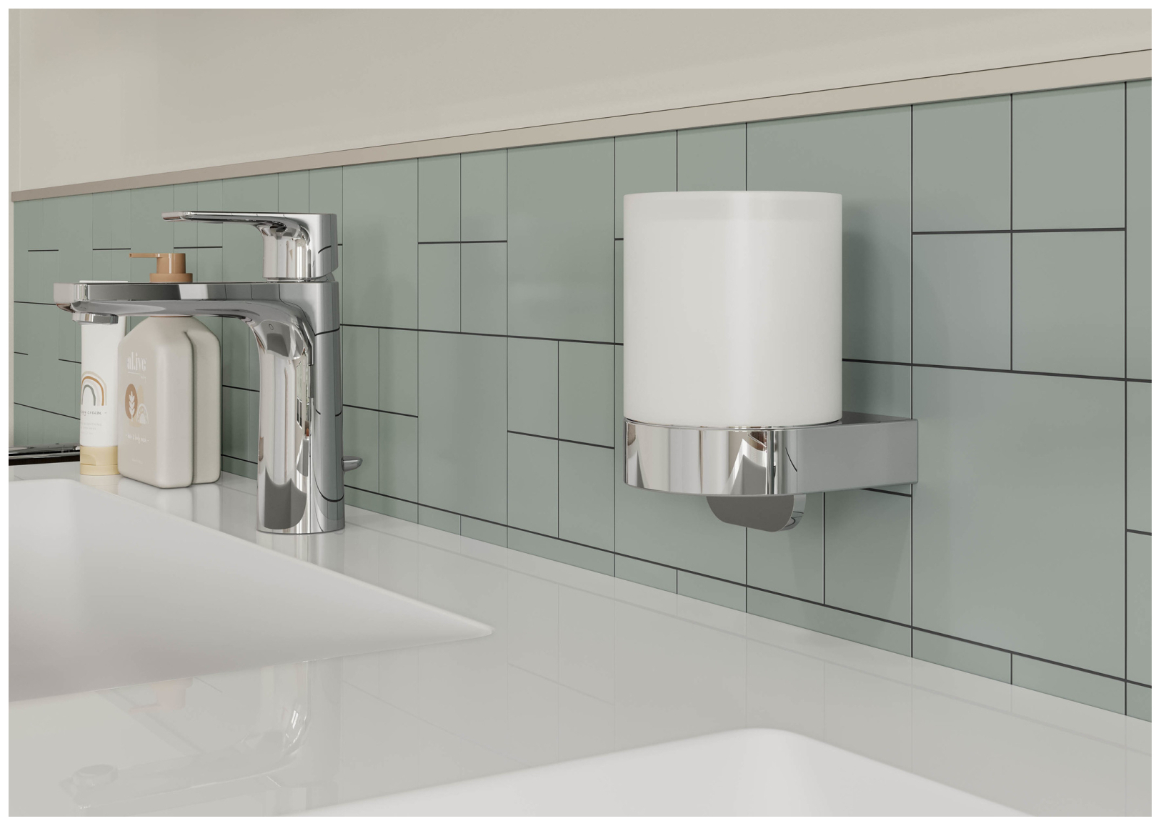 VIGOUR Flüssigseifenspender derby V3 mit Glas verchromt