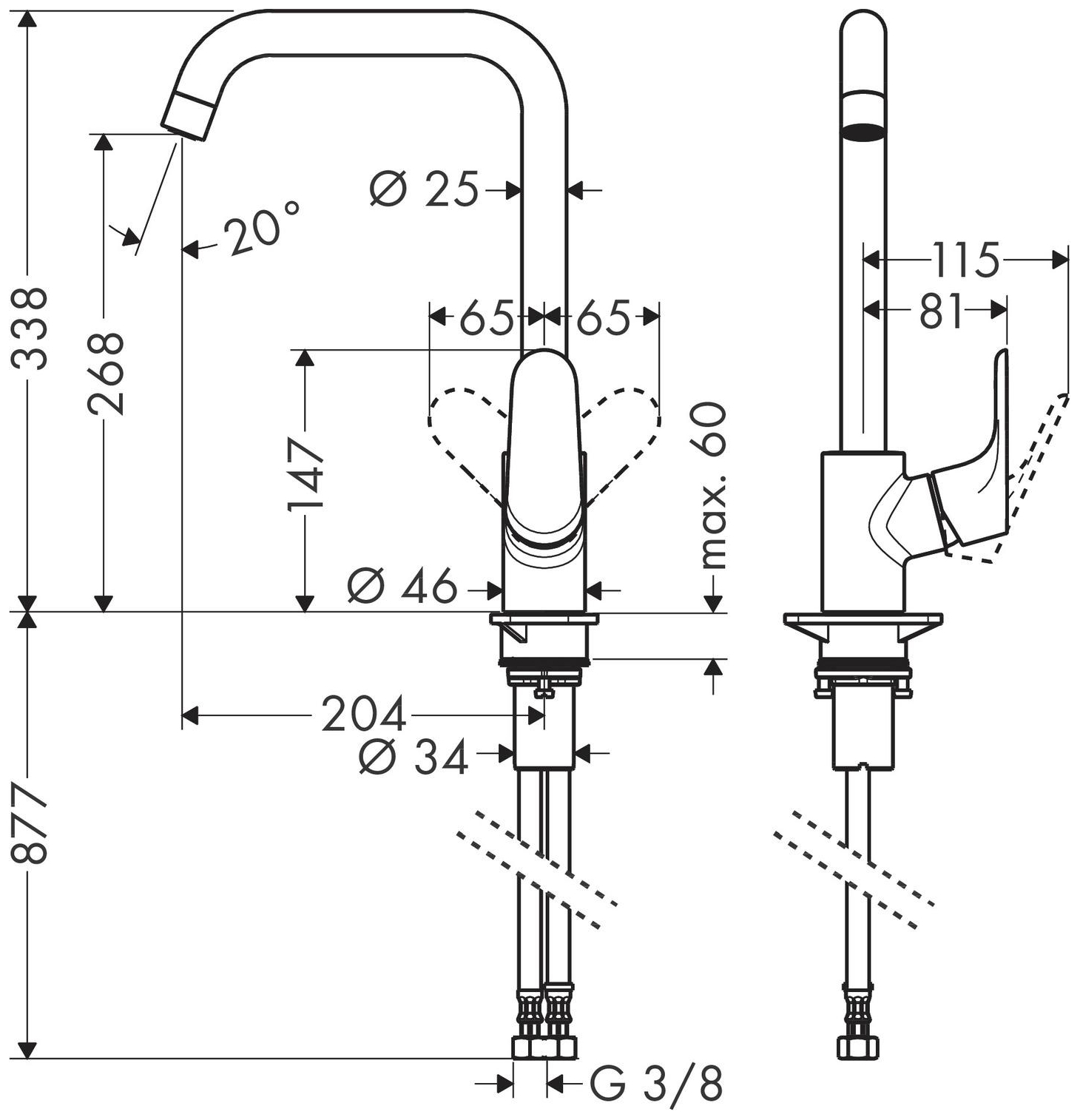 Hansgrohe Spültischmischer Focus Niederdruck verchromt 31822000 - Bild 2