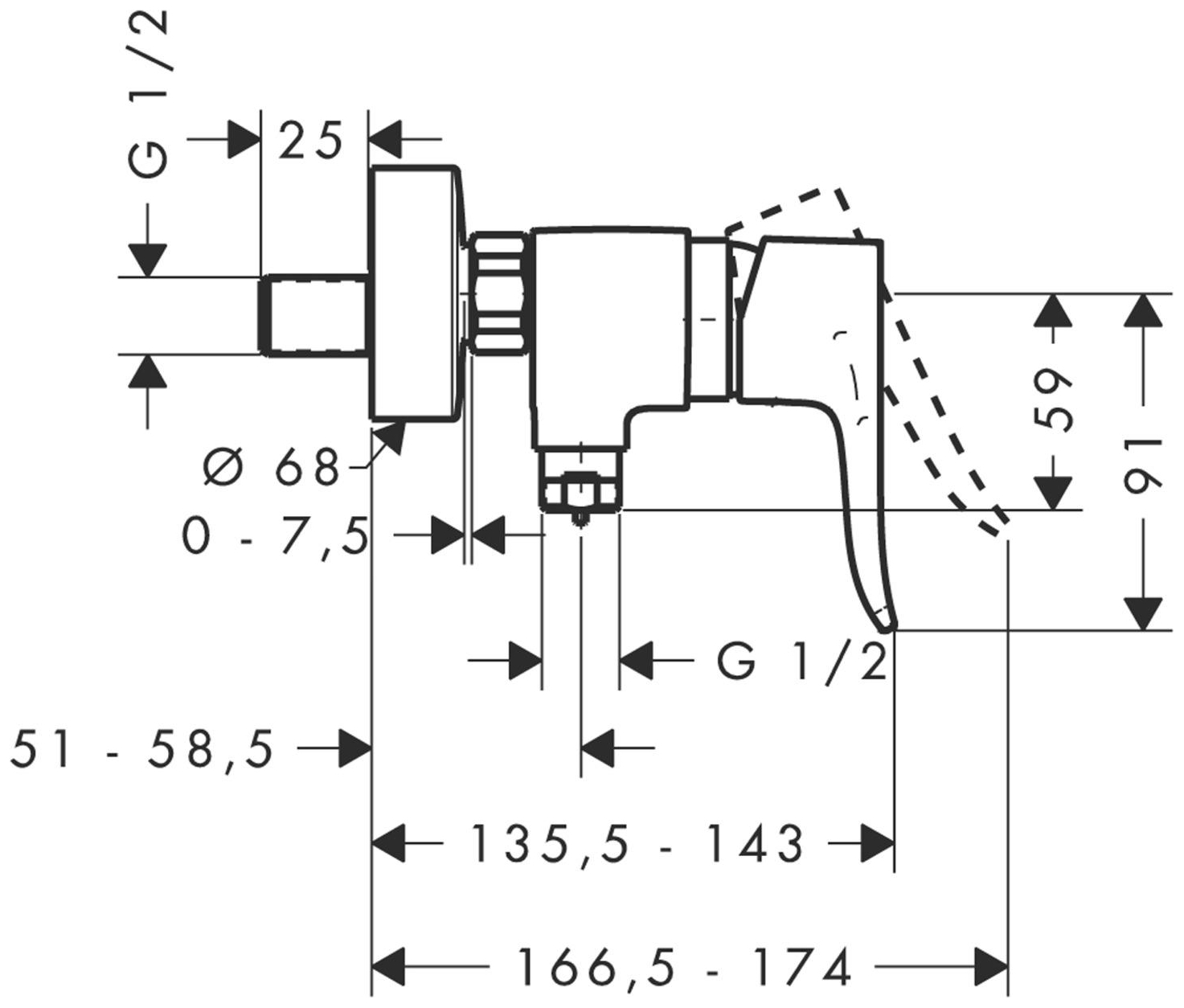 Hansgrohe Metris Brausenmischer Aufputz chrom 31680000 - Bild 2