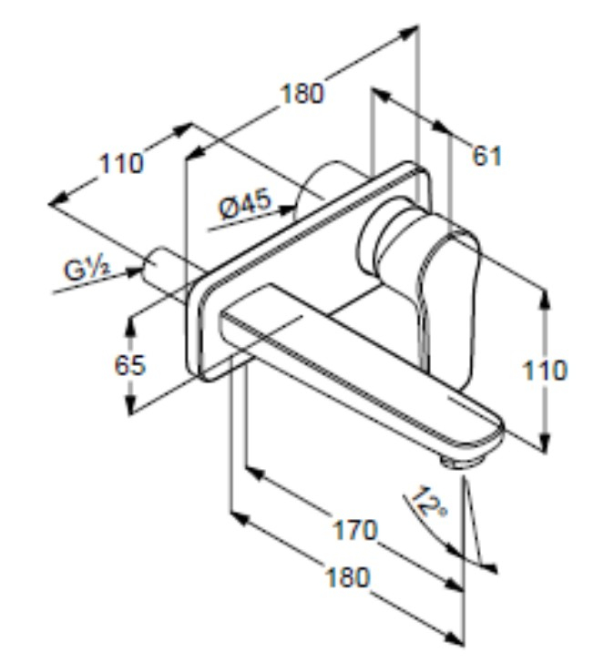 VIGOUR Farbset Waschtisch-Wandarmatur derby V3 Auslauf 180mm verchromt .