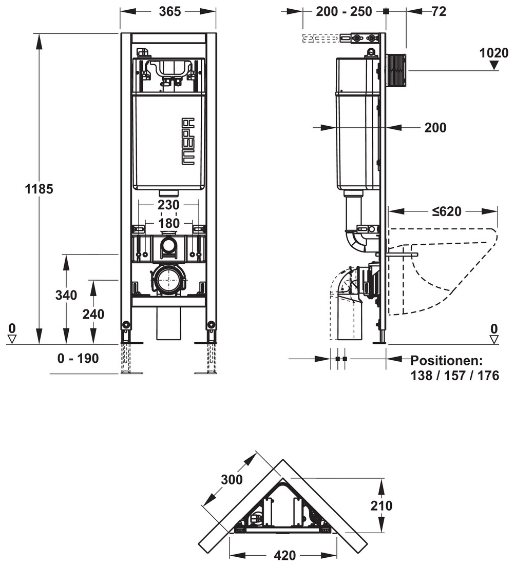 MEPA nextVIT Eck-Spülkasten E31, Bauhöhe 120 cm, Spülmenge 3-7,5 Liter 514823 - Bild 2