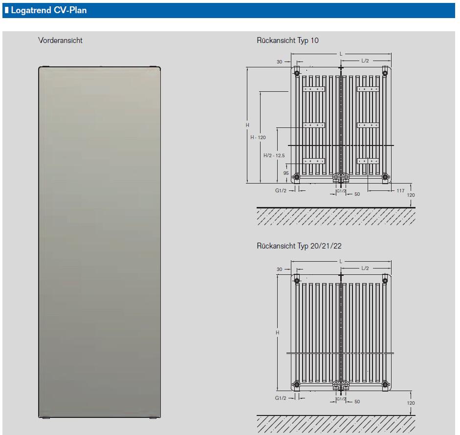 Buderus CV-Plan 21x1800x700 Logatrend Vertikal-Flachheizkörper mit Befestigungsmaterial 7728704307 - Bild 4