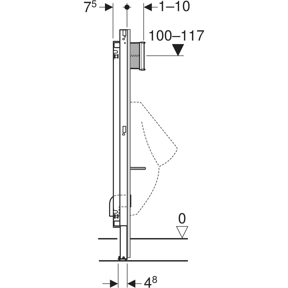 Geberit Duofix Basic Urinal-Montageelement Universal 130cm Universal mit Bausatz 458.603.00.6