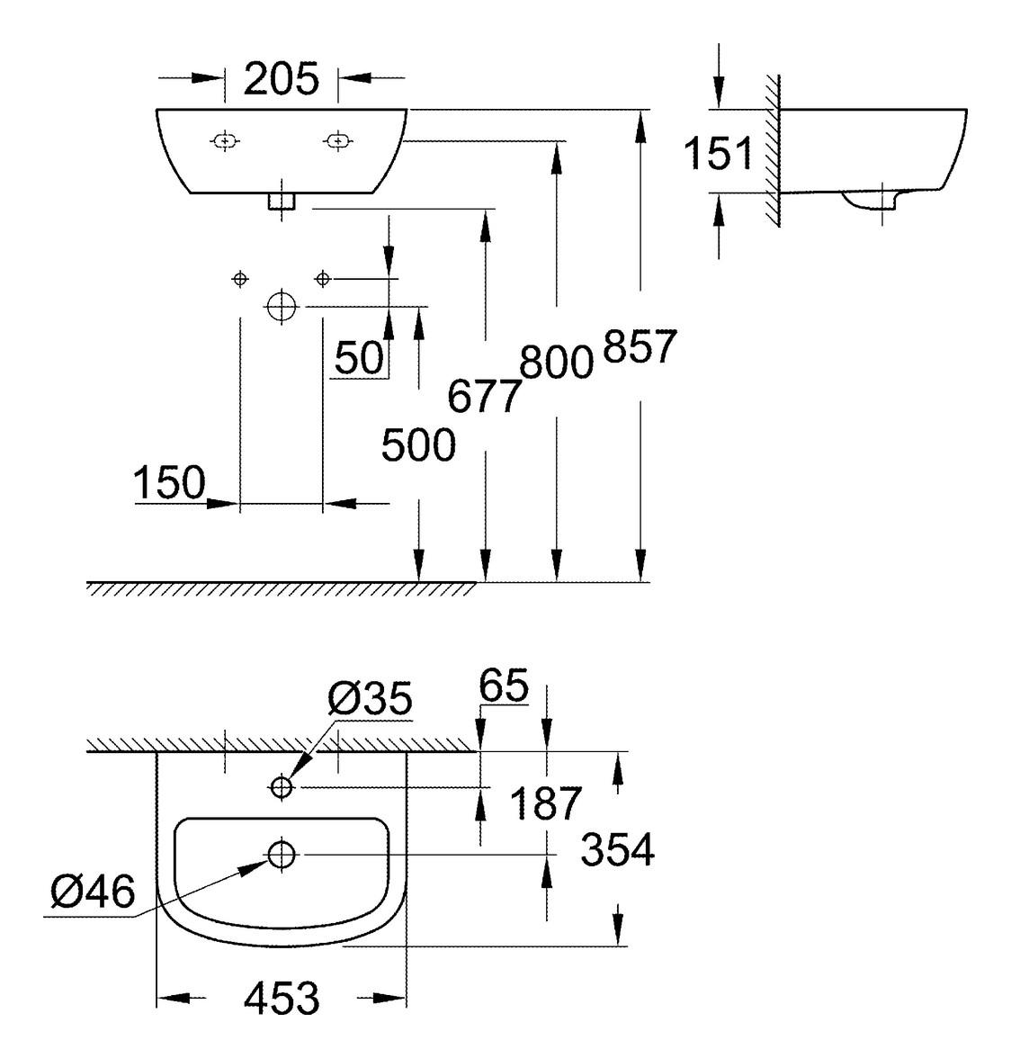 Grohe Waschtisch Bau Keramik 60x44cm alpinweiß 39421000 - Bild 2