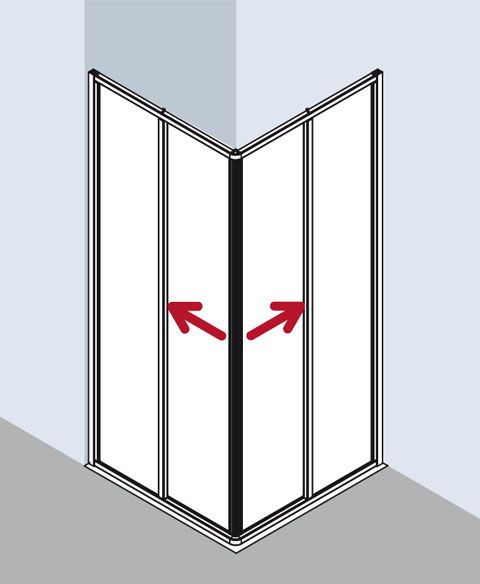 Kermi Nova 2000 Eckeinstieg-Halbteil ED2 750x1850 mm, Kerolan Fontana hell, Profil silber mattglanz - Bild 1