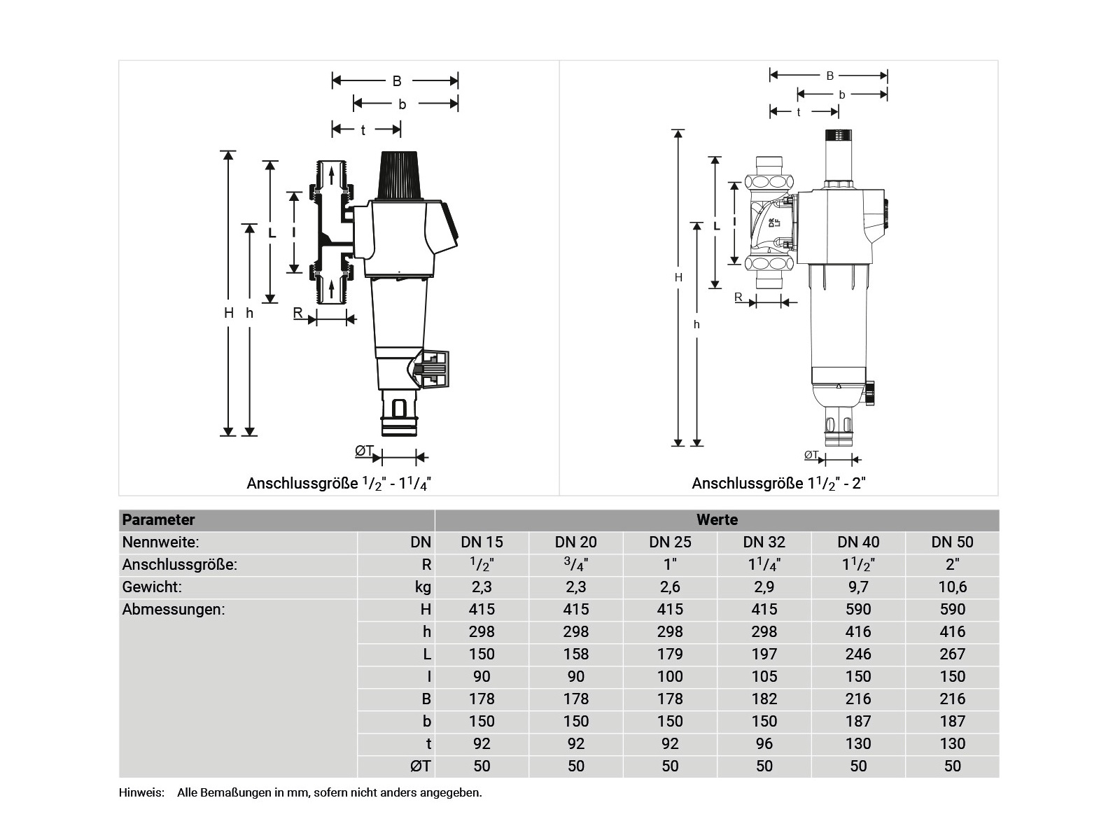 Resideo Braukmann Filterkombination Primus-Plus Kunststoff, LFA, 1'', bleifrei, ohne Anschlussstück