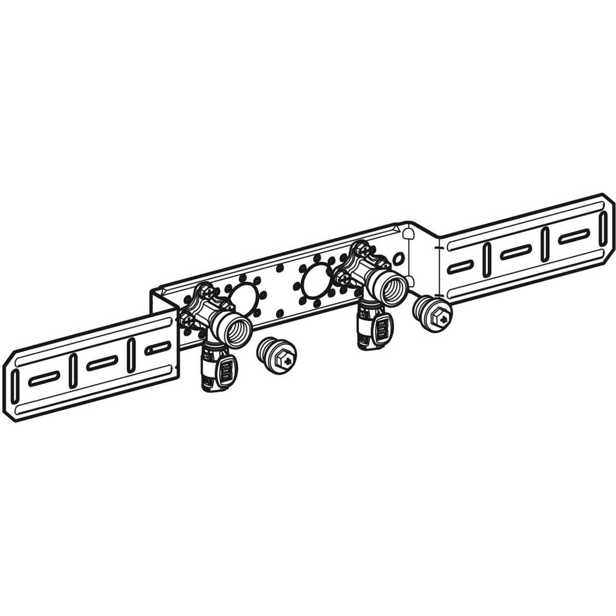 Geberit FlowFit Anschlusswinkel 90° 20mm x Rp 1/2'' vormontiert 2-fach Rotguss+ 619.661.00.1 - Bild 2