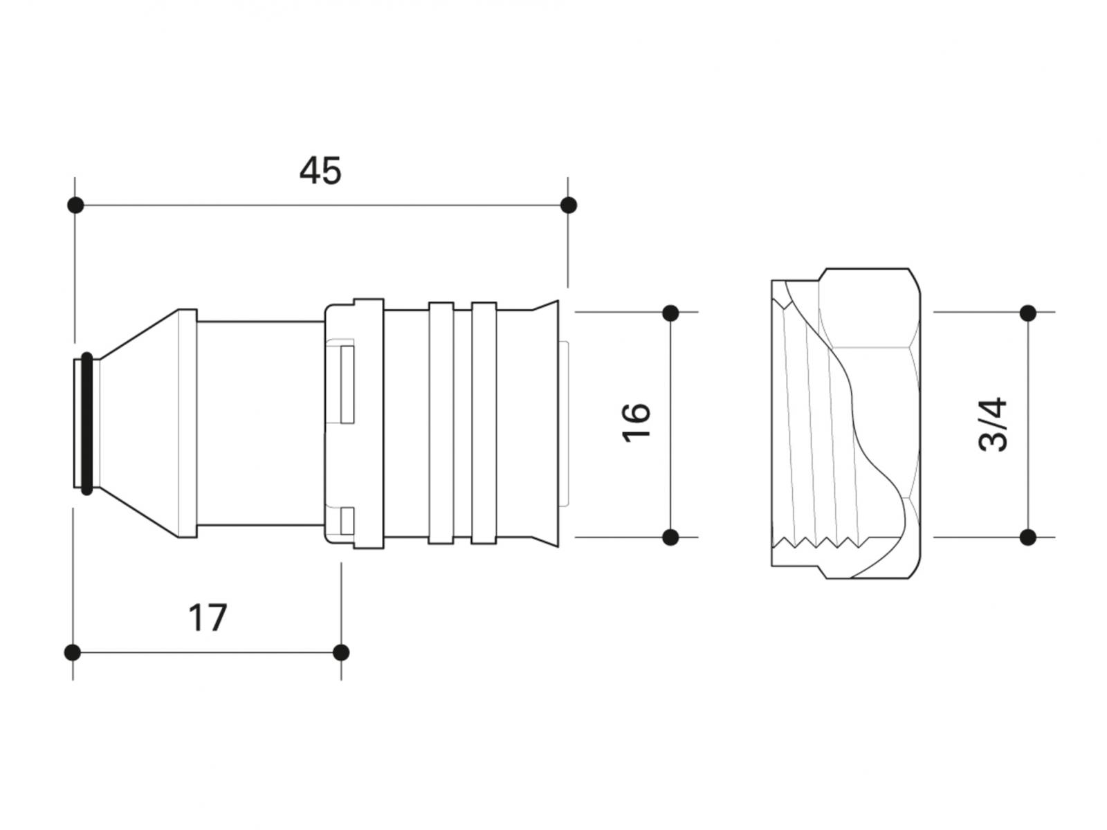 Fränkische Verteileranschluss Alpex F50 Profi 16mm x 3/4'' IG, 86916710 - Bild 2