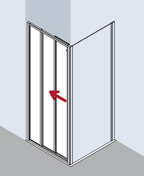 Kermi Ibiza 2000 Gleittür mit Festfeld ST3 750 x 1850 mm ESG klar silber mattglanz I2ST3075181AK - Bild 4