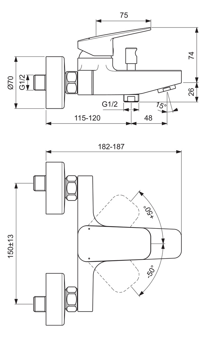 Ideal Standard Ceraplan Badearmatur Aufputz Chrom BD256AA - Bild 5