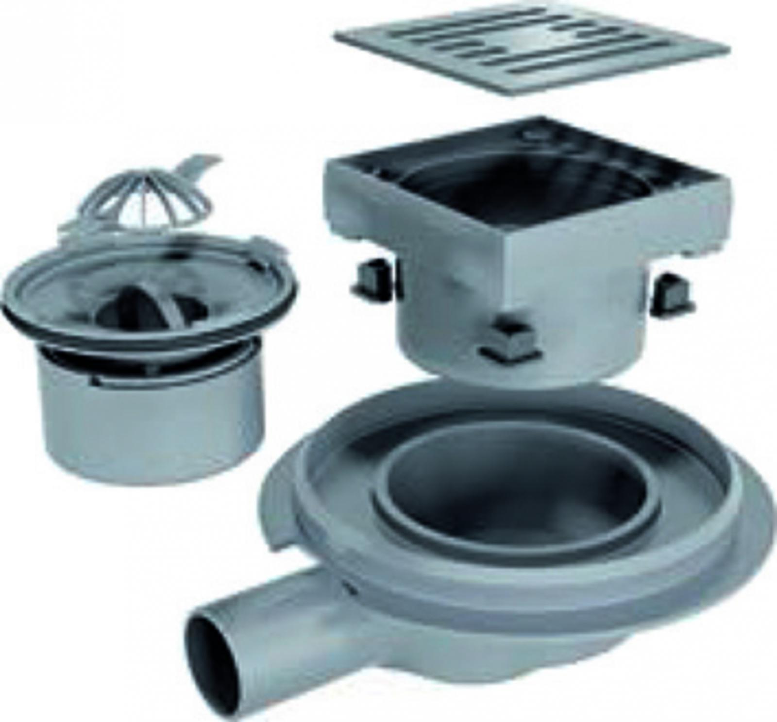 VIGOUR Punktablauf individual 2.0, 10x10cm Abgang waagerecht Edelstahl gebürstet - Bild 1