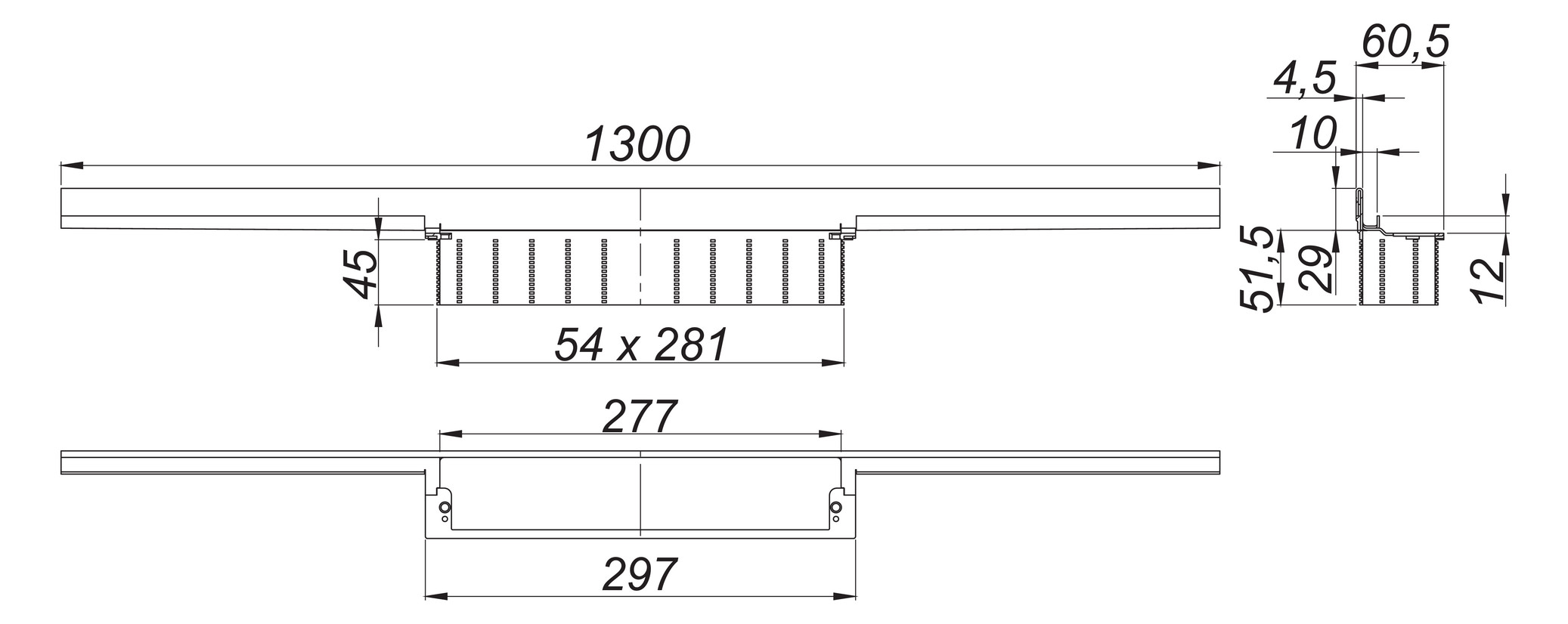 DALLMER Duschrinne CeraWall Individual 1300 mm aus Ablaufschiene Edelstahl 536518 - Bild 2