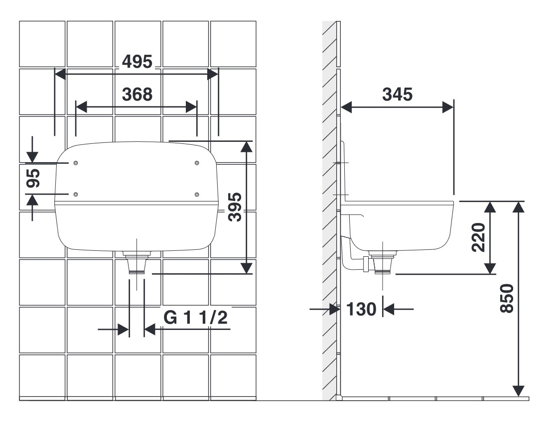 SANIT Wandausgussbecken mit Überlauf weiß 60.001.01..0099 - Bild 2
