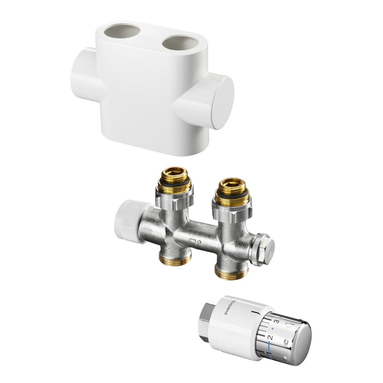 Oventrop Anschluss-Set für Badheizkörper Multiblock T/Uni SH 1/2'' Durchgang weiß 1184183 - Bild 1