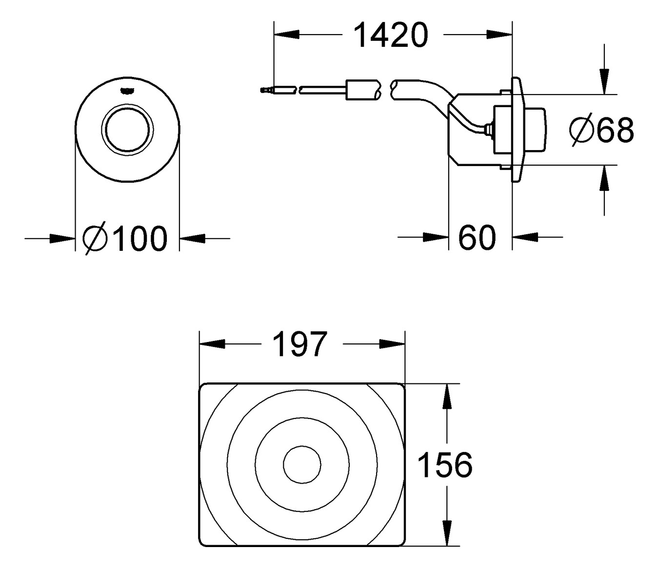 GROHE Pneumatic-Handfernbetätigung mir Abdeckplatte 37059000 - Bild 3
