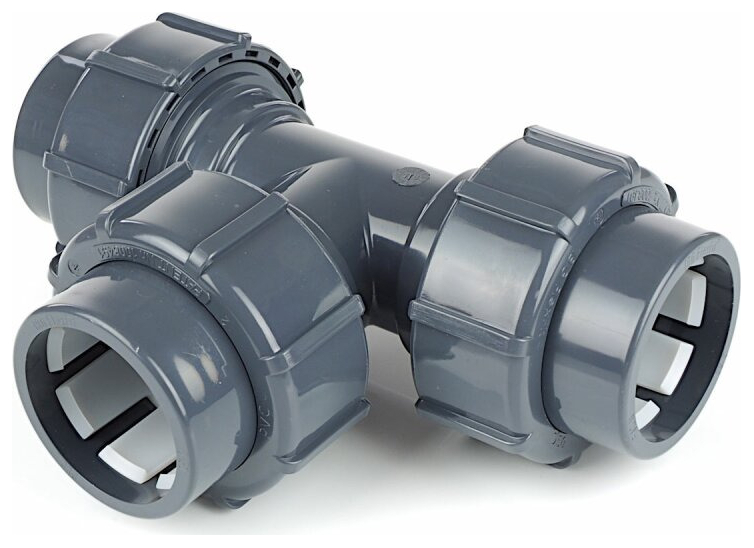 Cillit PVC-T-Stück FlexFit 3 x 63mm Klemmstutzen