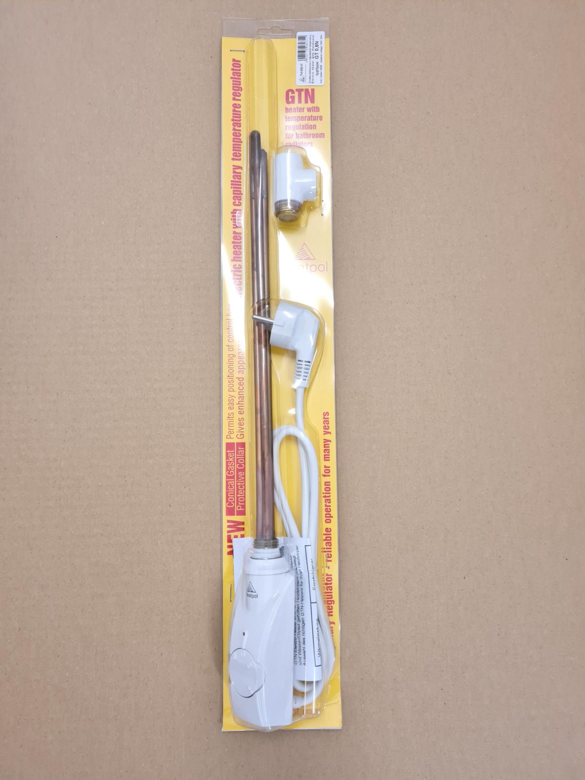 Heatpol Elektro-Heizpatrone 900-1200W 230V GT-N elegant weiß T-Stück, Regler und Schukostecker - Bild 2