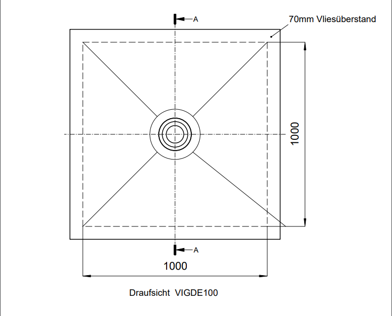 VIGOUR Duschelement individual 2.0, 100x100x 4,5cm Ablauf mittig rollstuhlbefahrbar - Bild 2