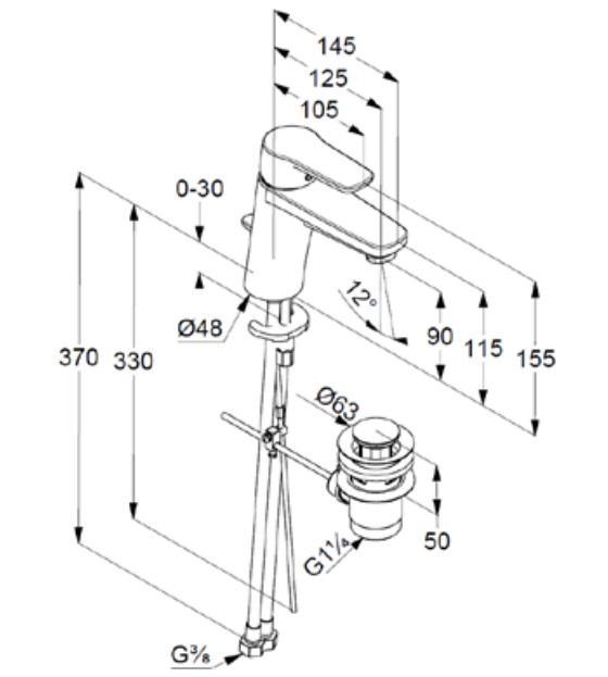 VIGOUR Waschtisch-Set derby V3 60cm