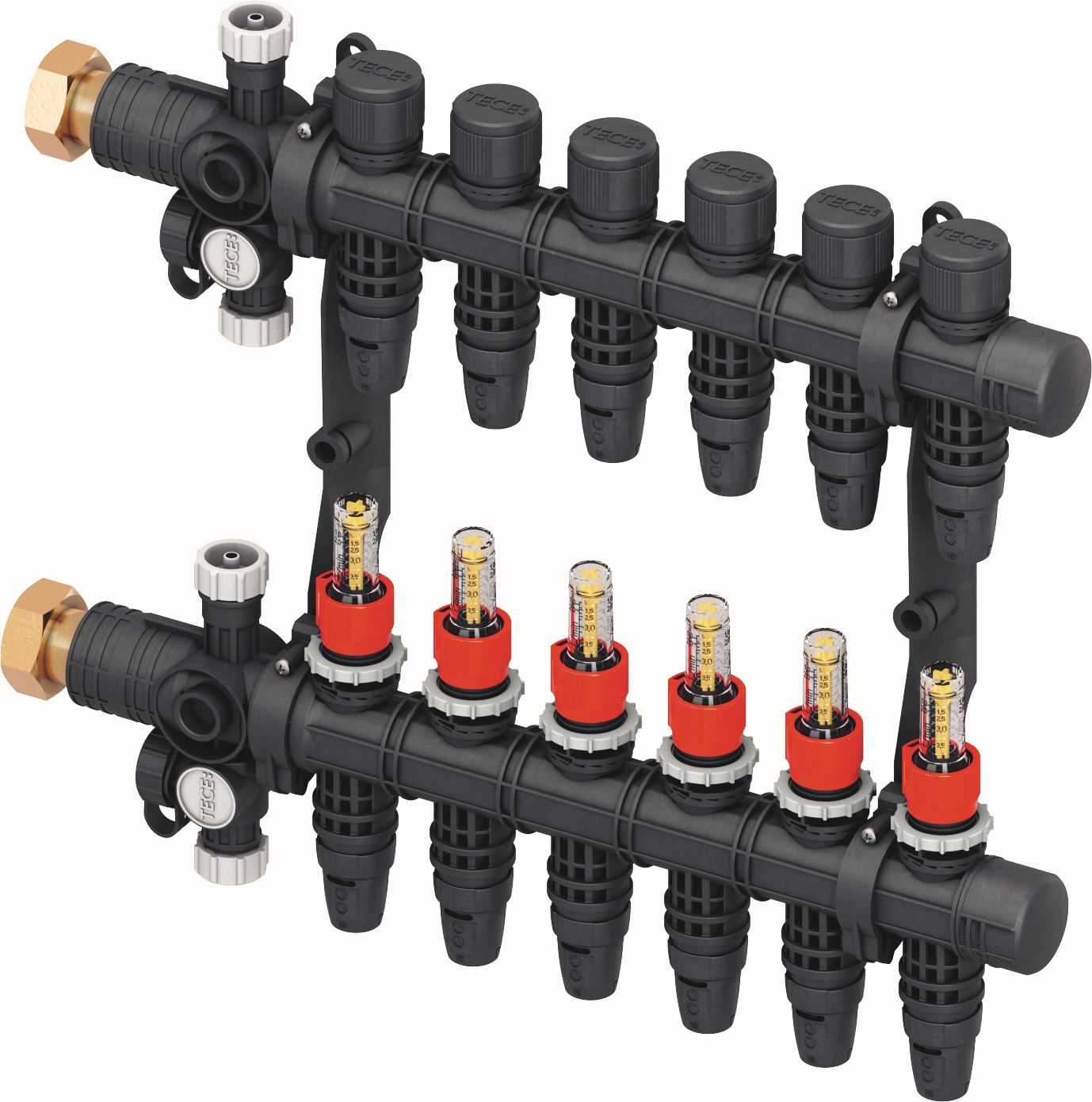 TECEfloor Komfort Heizkreisverteiler mit DFA, Typ TECElogo-Push, 9 Heizkreise 77311309 - Bild 1