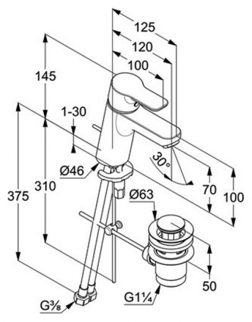 Kludi PURE&EASY Waschtisch-Einhandmischer 70 ECO PLUS mit Metall-Ablaufgarnitur chrom 372890565 - Bild 2