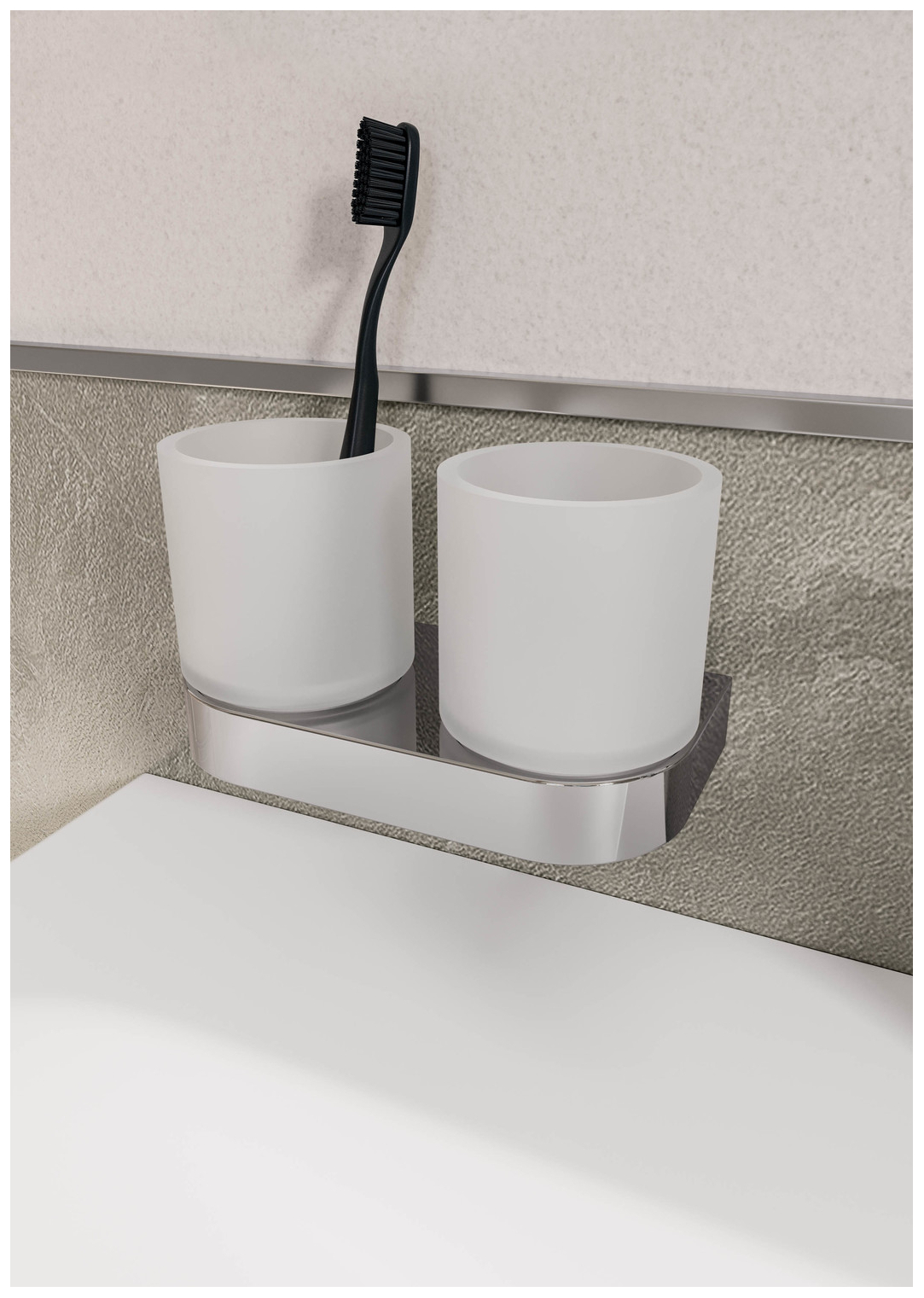 VIGOUR Doppelglashalter derby V3 mit Glas verchromt