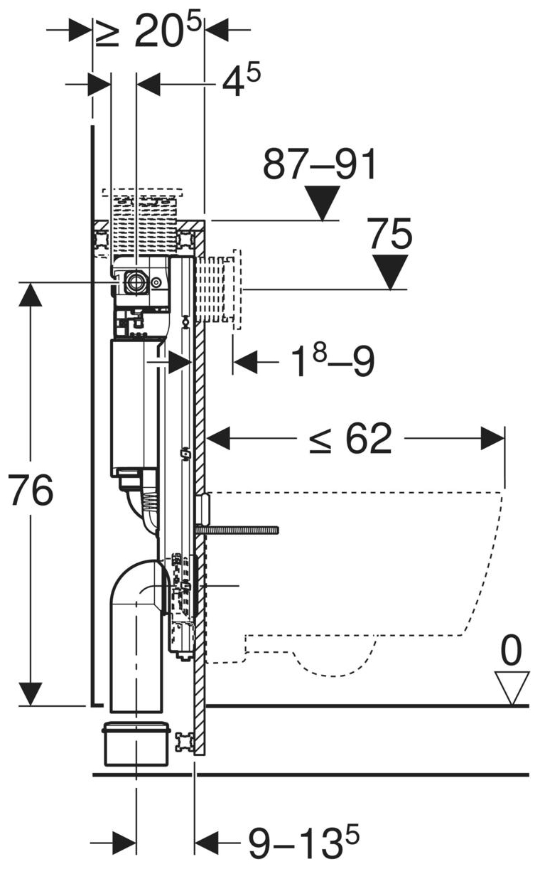Geberit GIS Element für Wand-WC Bauhöhe 870mm mit Omega UP-Spülkasten 461.141.00.2