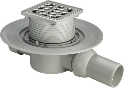 Viega Badablauf 40x50mm 4935.1 grau mit Edelstahlrost 557119 - Bild 1