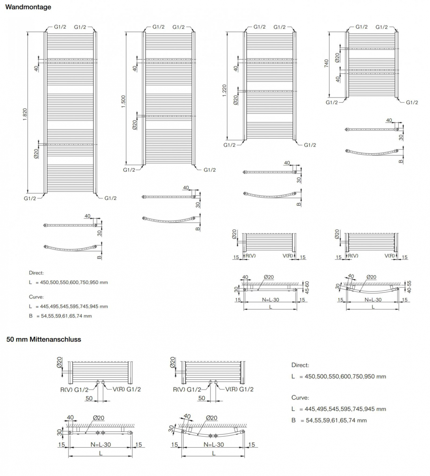 Buderus Logatrend Badheizkörper Therm Direct 1500x550 mm Standardanschluss, RAL 9016 weiß - Bild 2