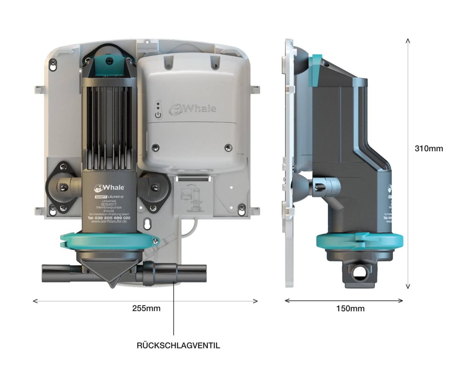 Sanftläufer Universal Pumpen Set 20 Pumpe, Steuerbox, Sensoren, Adapter