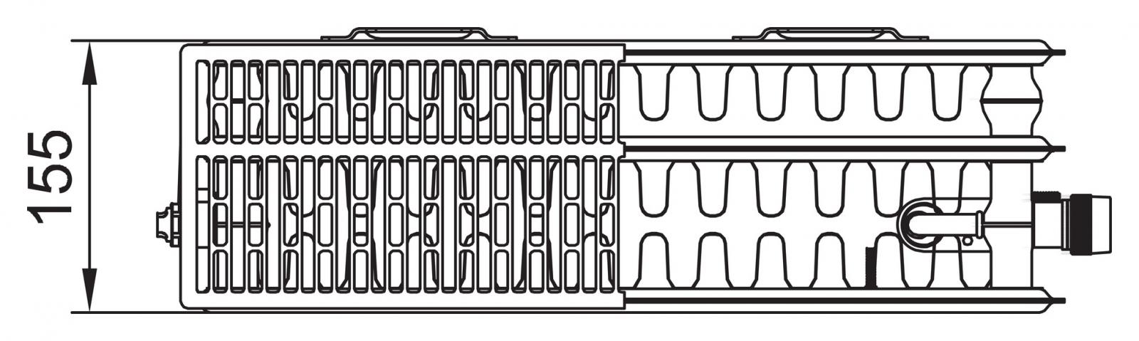 Kermi Flachheizkörper therm-x2 Profil-V Typ 33 500x1200mm Ventil rechts inkl. Bohrkonsolenset