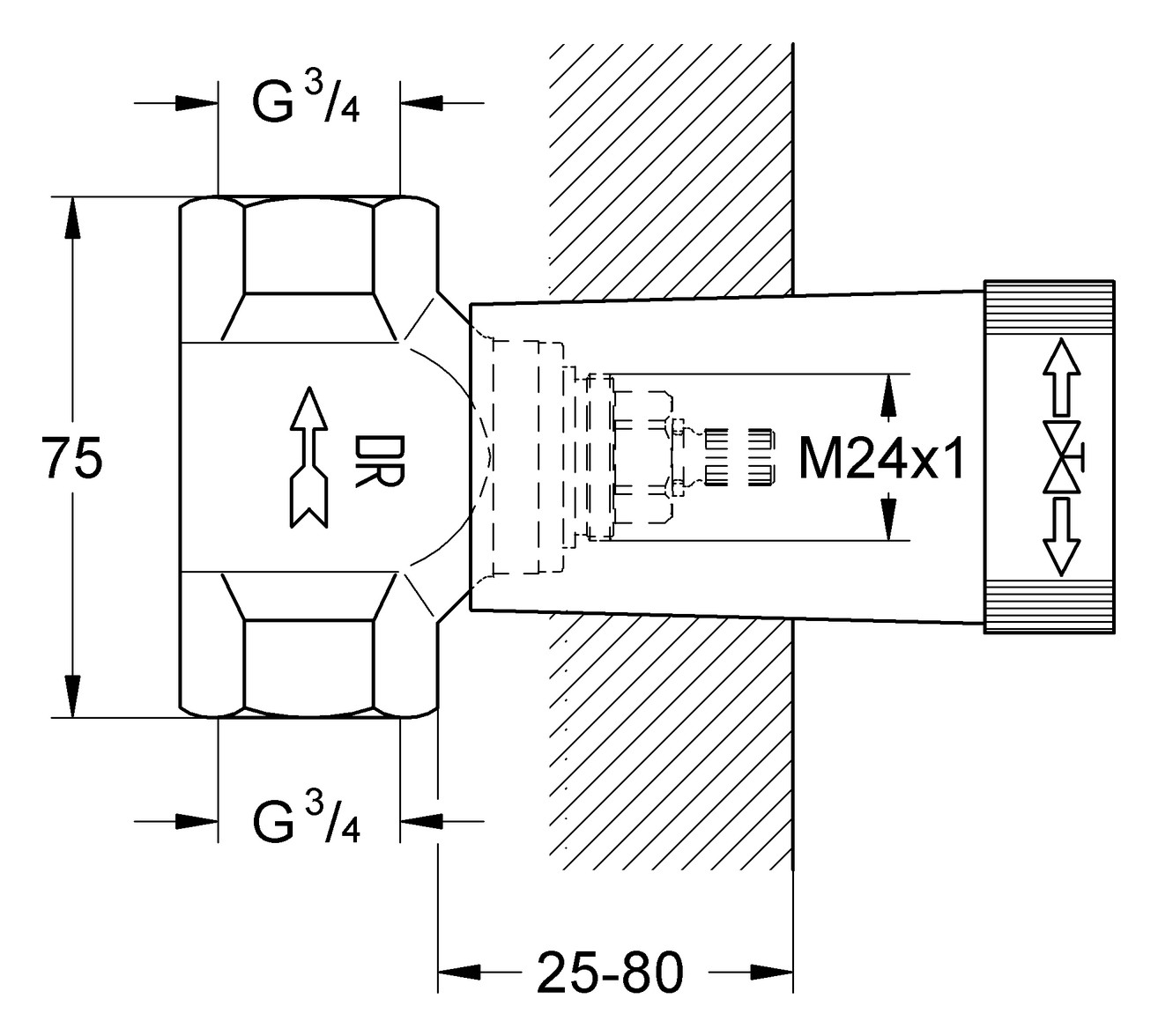 GROHE Unterputzventil UP Unterteil Innengewinde 3/4'' 29802000 - Bild 3