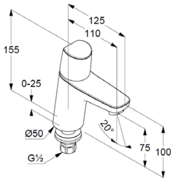 VIGOUR Standventil derby V3 für Kaltwasser ohne Ablaufgarnitur verchromt