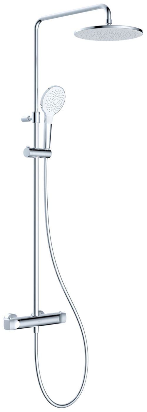 VIGOUR Duschsystem V2 Thermostat Kopfbrause 250mm rund Handbrause 3-fach und Schlauch verchromt
