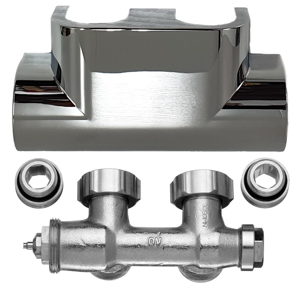 Kermi Ventil-Hahnblock-Set verchromt Eckform 1/2'' x 3/4'' inklusive Blende ZV00410002 - Bild 1