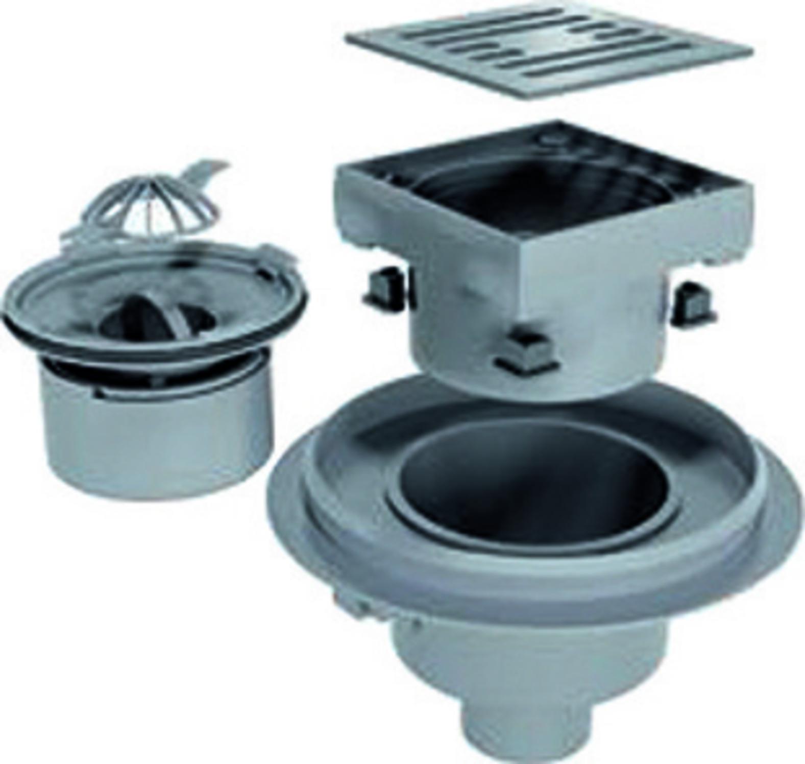 VIGOUR Punktablauf individual 2.0, 10x10cm Abgang senkrecht, Edelstahl gebürstet - Bild 1