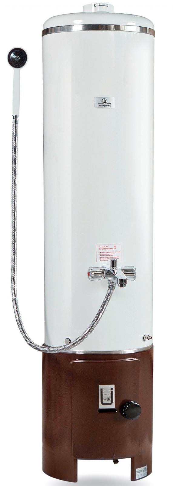 Wittigsthal Kohlebadeofenzylinder 100 Liter weiss mit Unterofen braun, Mischbatterie 1500 verchromt - Bild 1